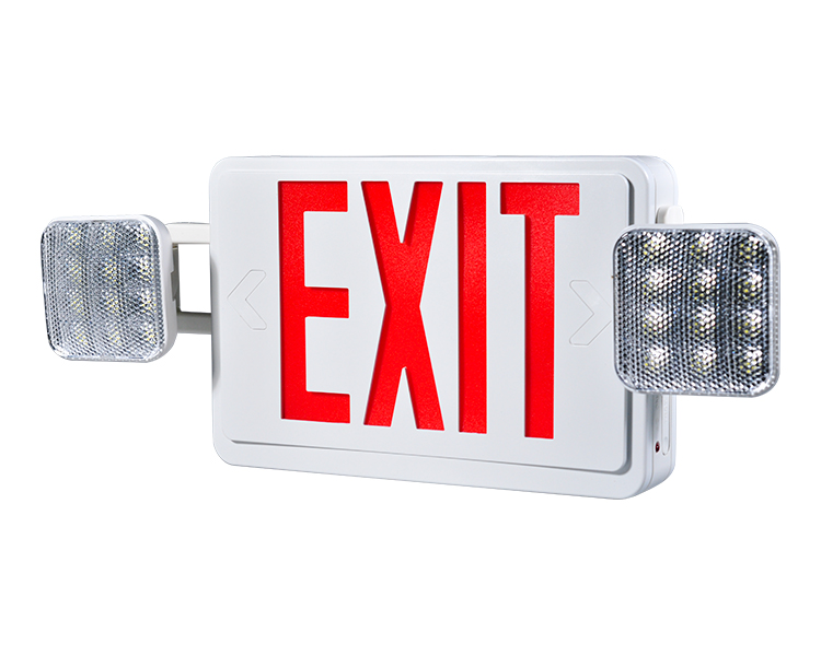 Segno di uscita di emergenza combo a LED JLEC2BCW-BI con teste a LED