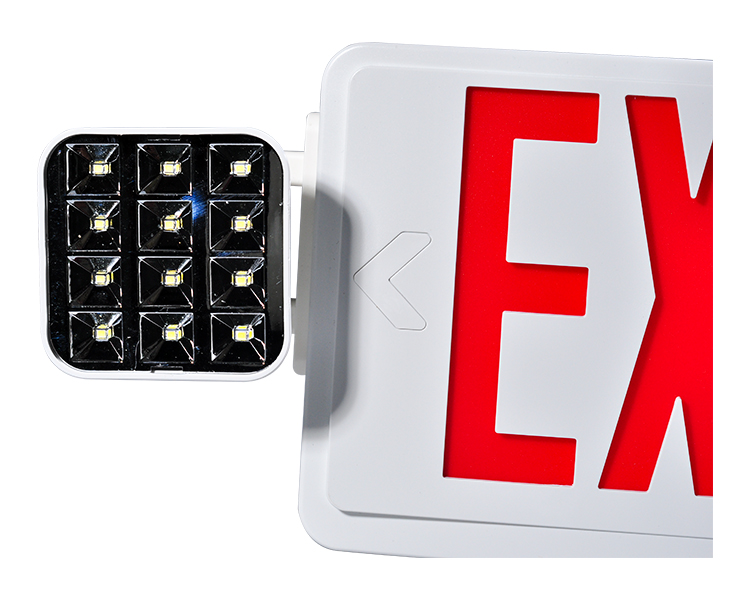 Segno di uscita di emergenza combo a LED JLEC2BCW-BI con teste a LED