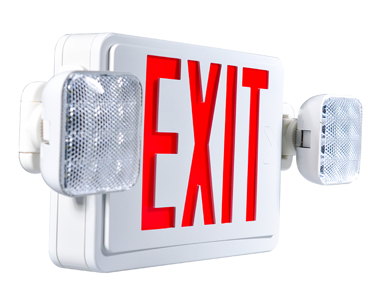Segno di uscita di emergenza combo a LED JLEC2BCW-BI con teste a LED