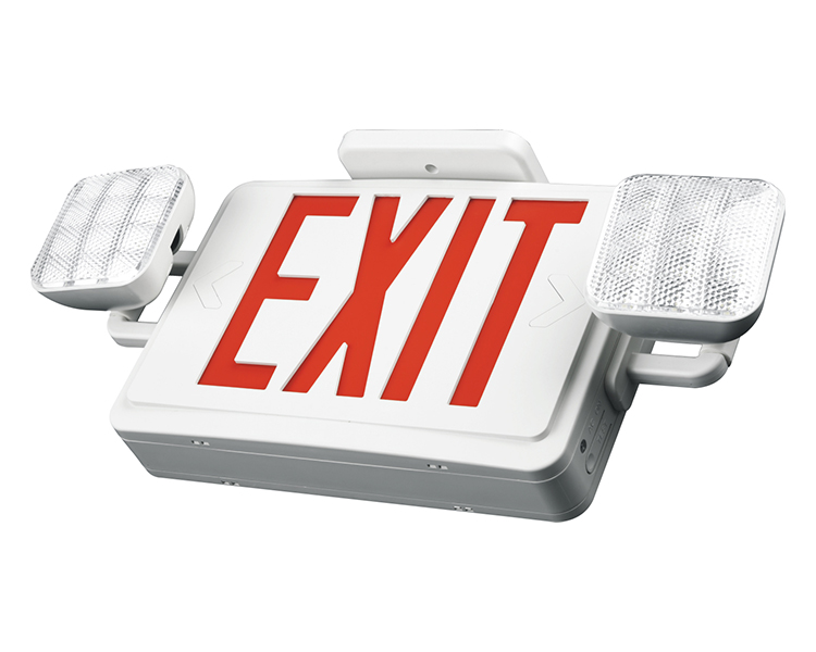 Segno di uscita di emergenza combo a LED JLEC2BCW-BI con teste a LED