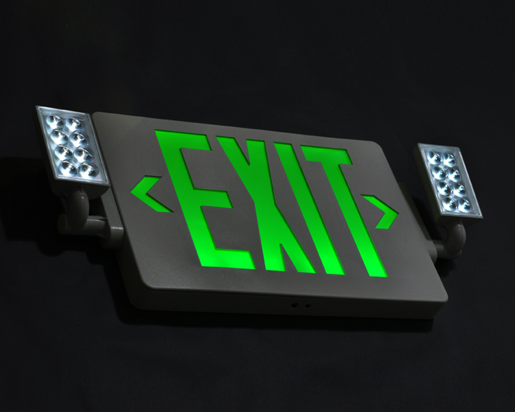 Luci di uscita antincendio di emergenza-verde JLECD2GW con teste a LED