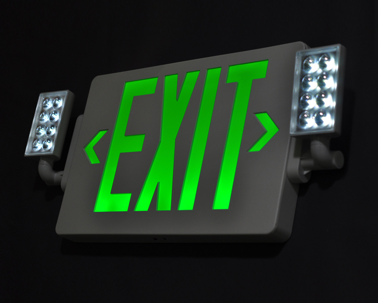 Luci di uscita antincendio di emergenza-verde JLECD2GW con teste a LED