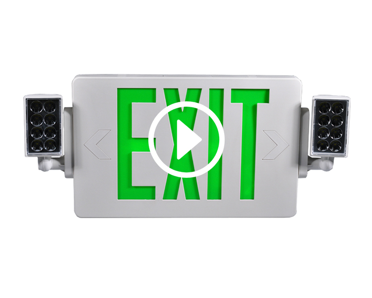 Luci di uscita antincendio di emergenza-verde JLECD2GW con teste a LED
