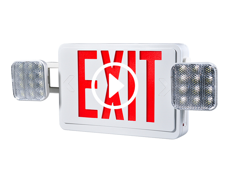 Segno di uscita di emergenza combo a LED JLEC2BCW-BI con teste a LED